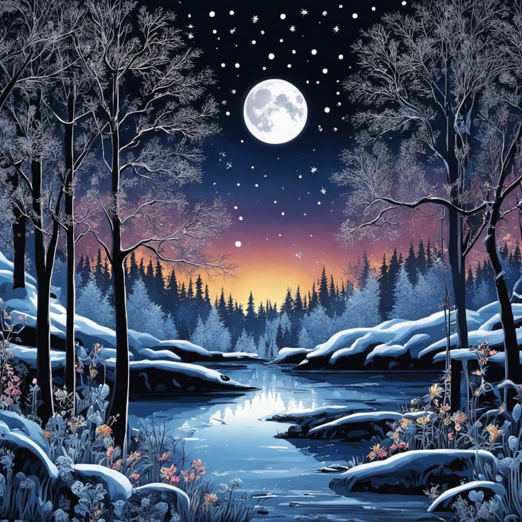 Gothic Frozen Forest in Tim Burton Style