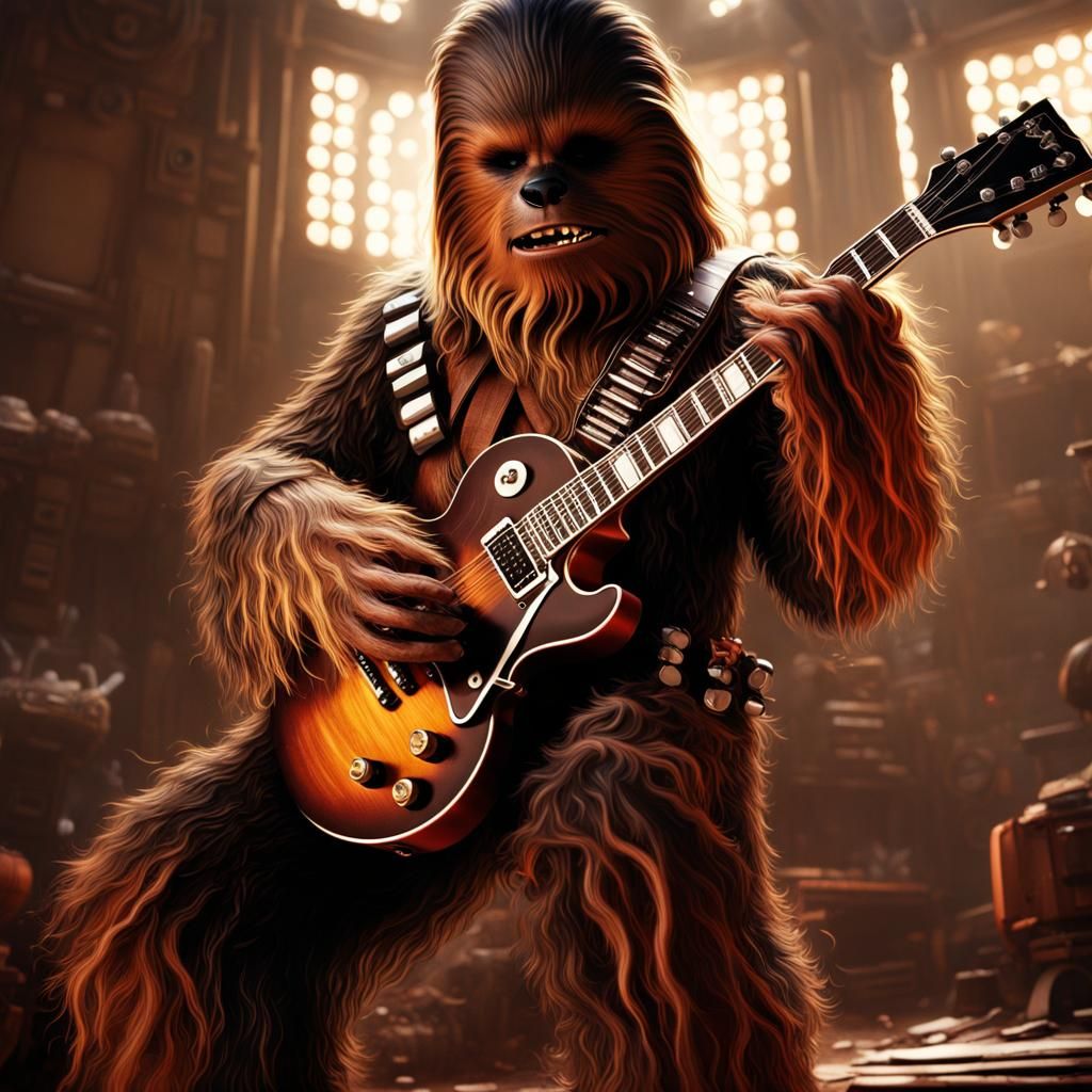 Chewbacca Plays Electric Guitar: Artstation Fantasy