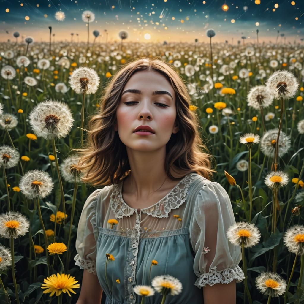 Halloween Dreamscape: Dandelions, Wishes, and Surreal Art