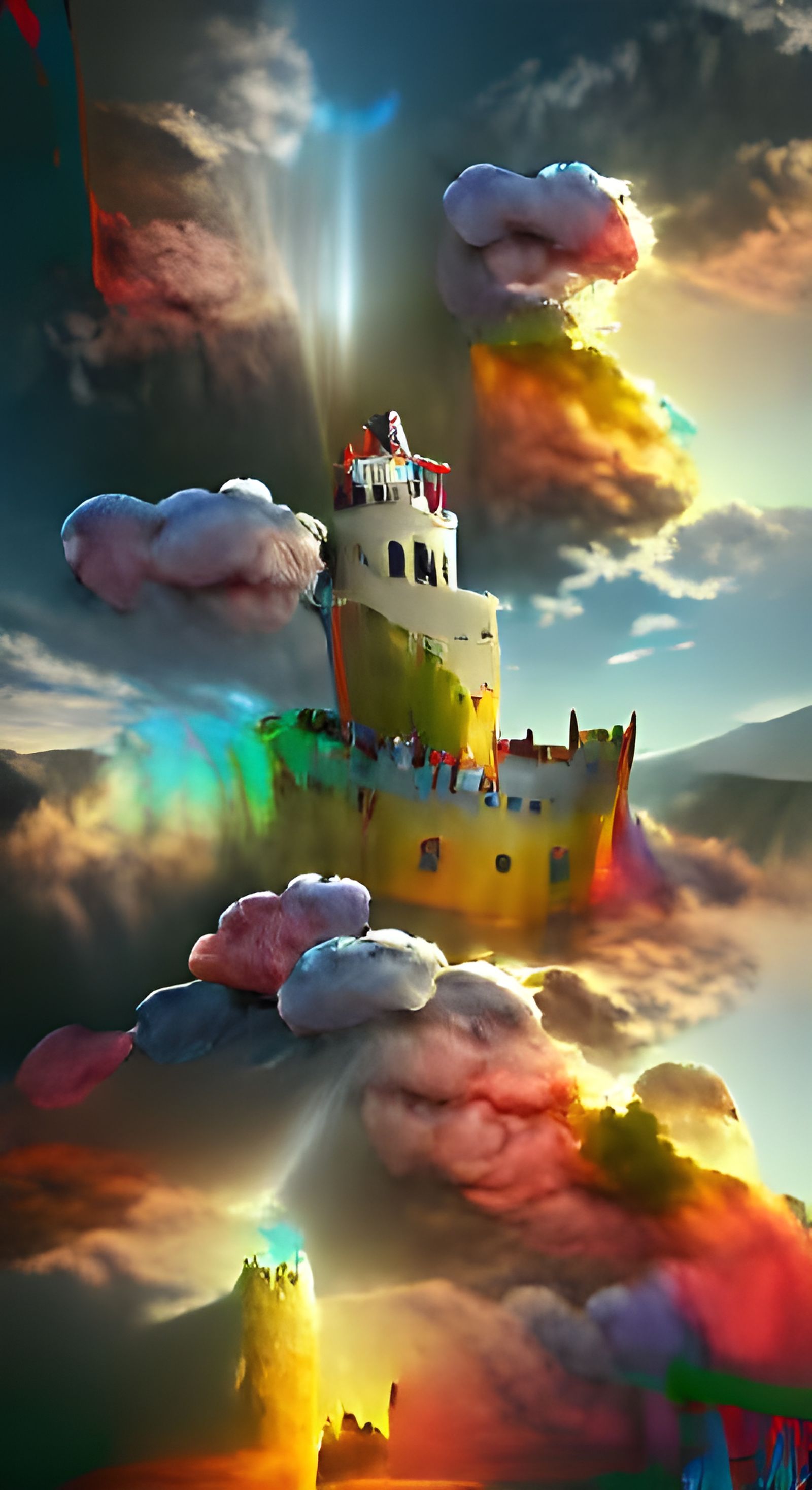 Heavenly Castle Among Colorful Clouds