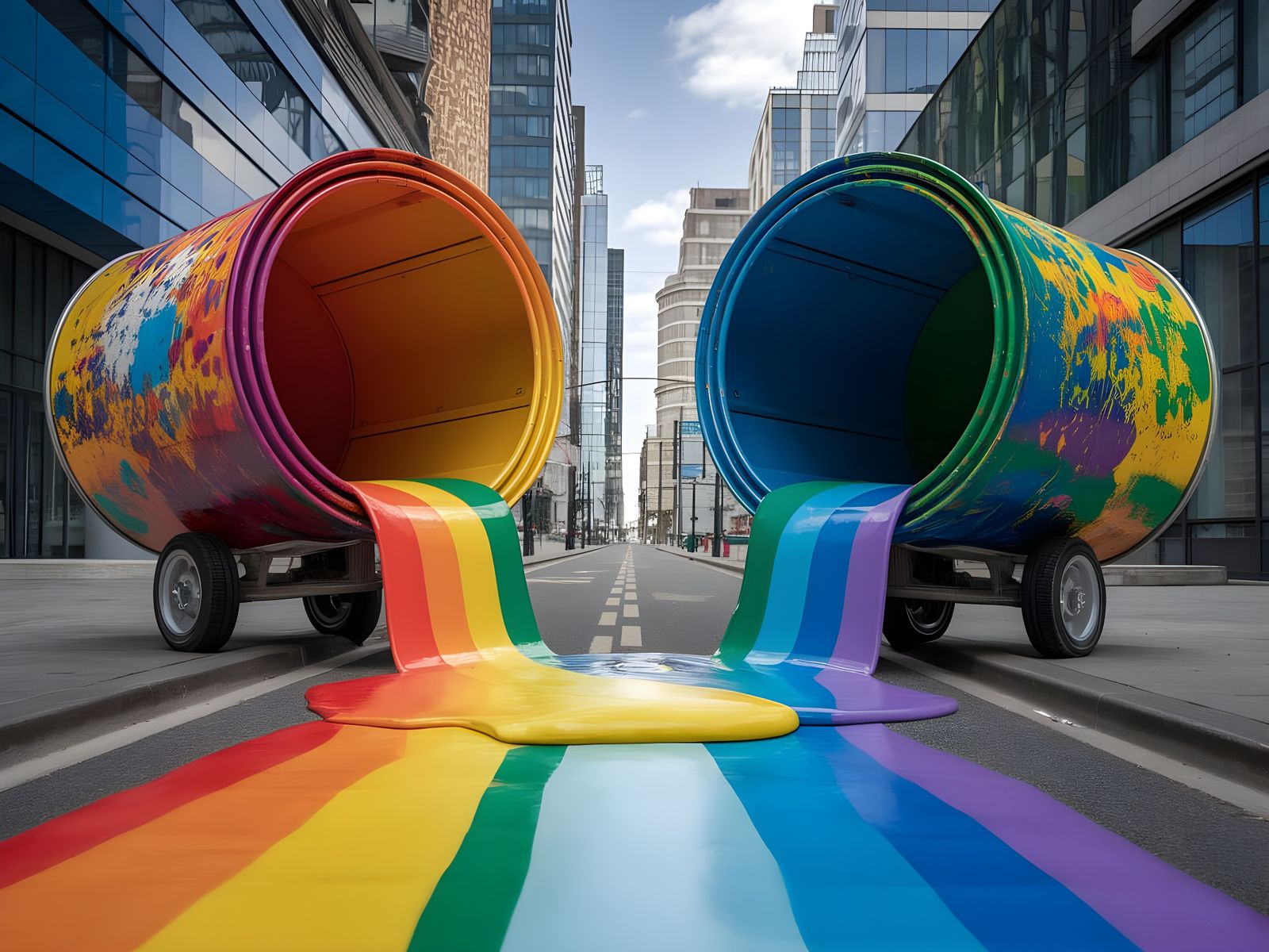 Vibrant Street Art Unfolds in Rainbow Colors
