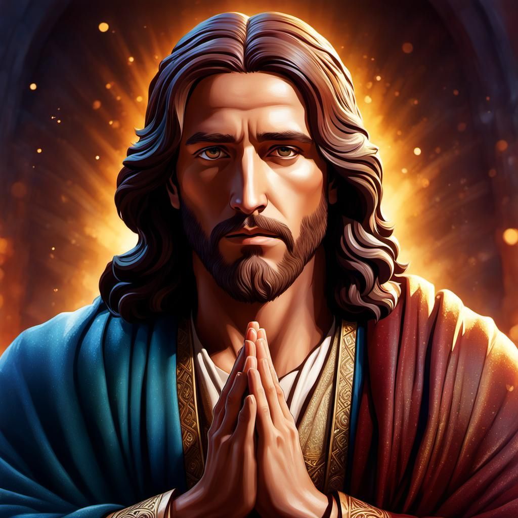Jesus Christ Praying: Heartfelt Digital Art