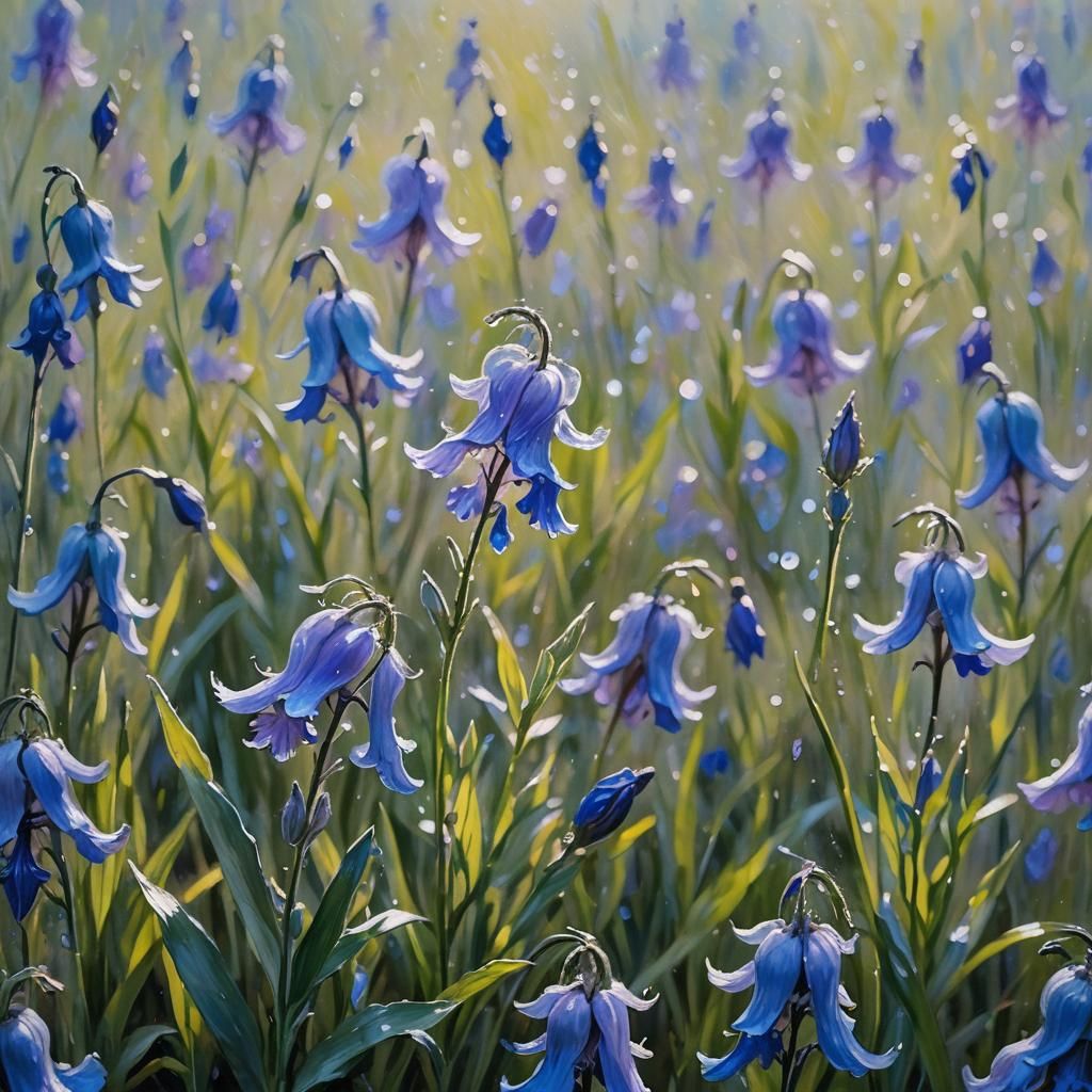 Impressionist Macro Shot of a Bluebell Flower