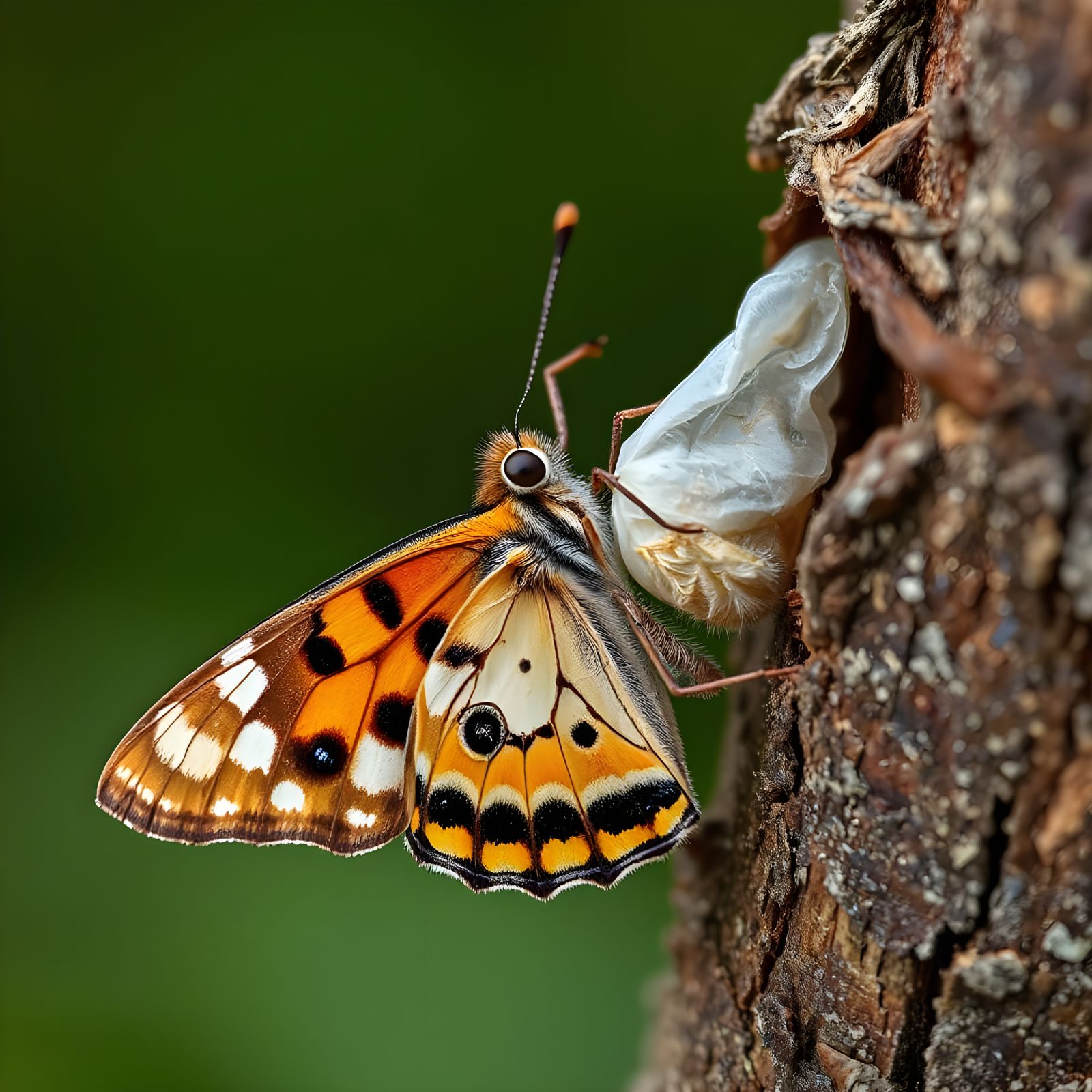 Painted Lady Butterfly Emerges from Cocoon