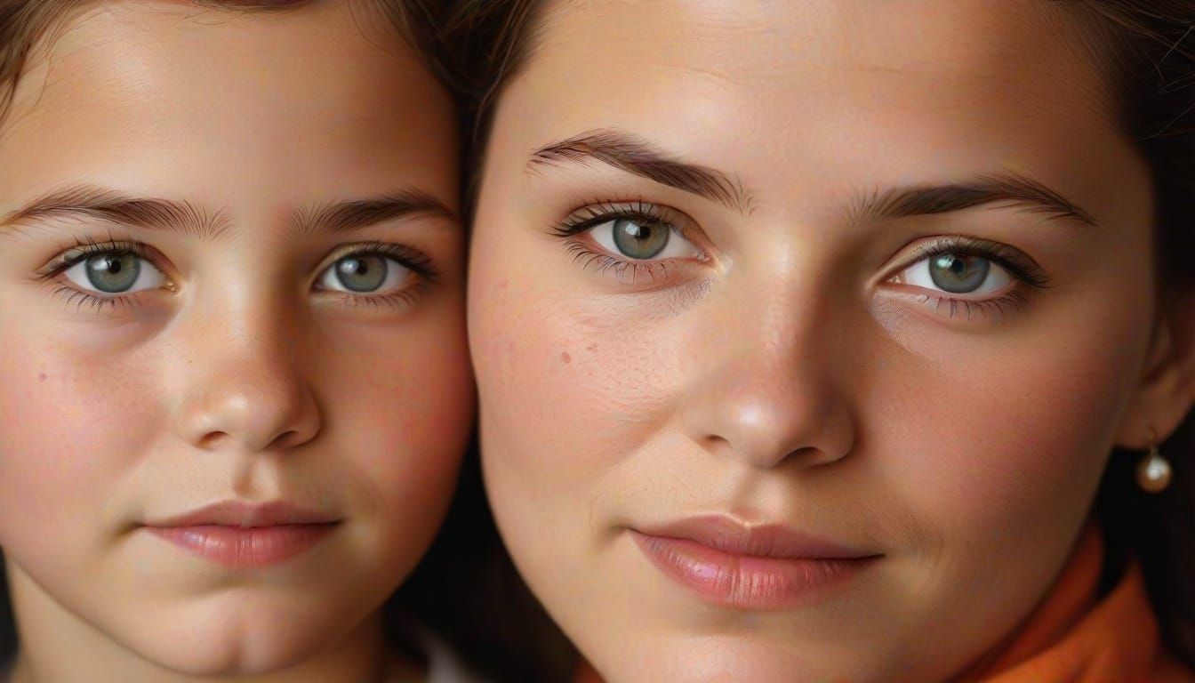 Touching Mother and Child Portrait in Schoeller Style