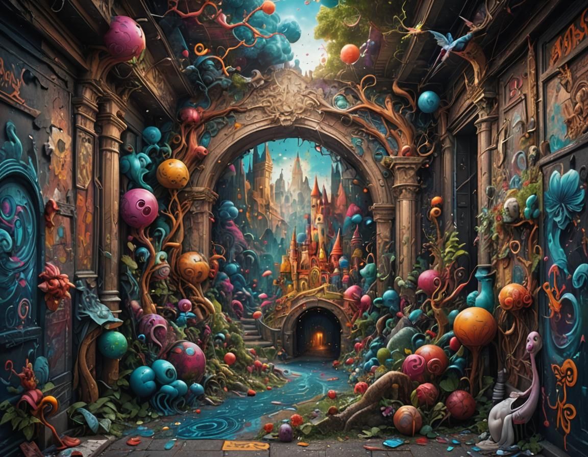 Surreal Hyperdetailed Street Art Masterpiece in 8k