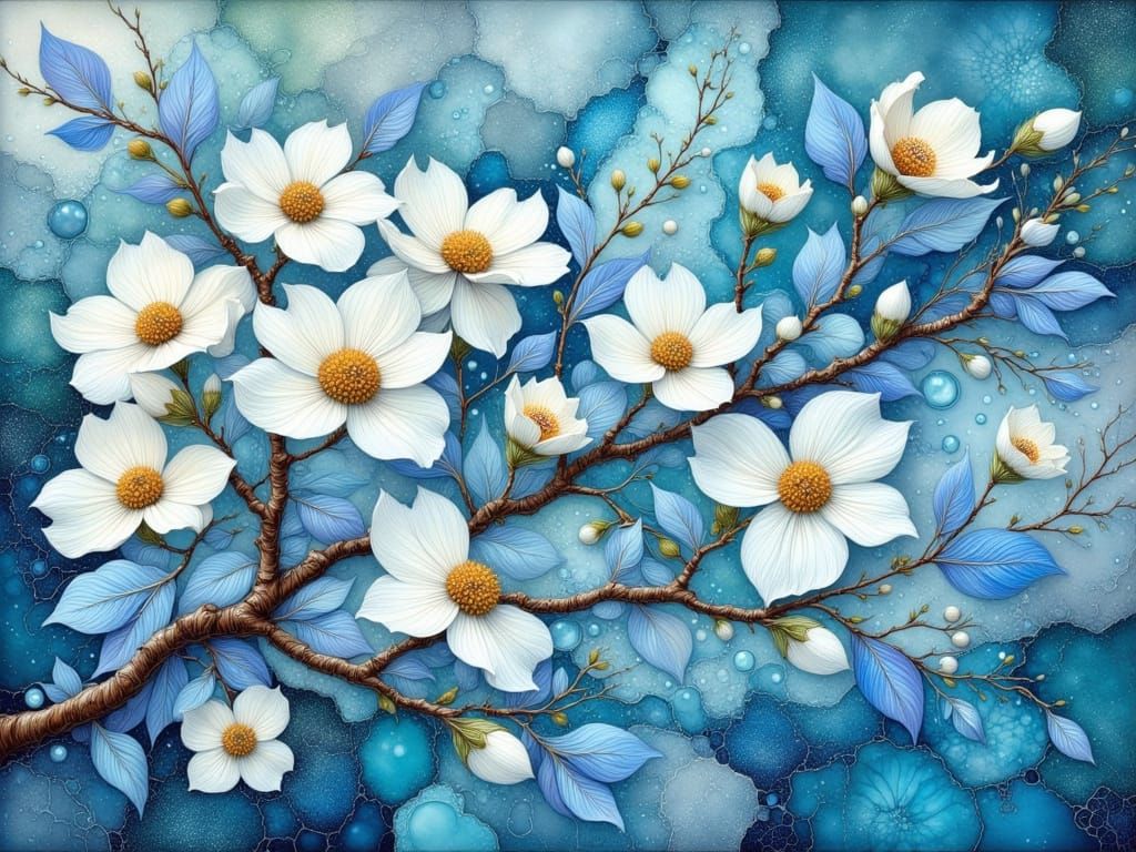 Ethereal Dogwood Branch in Baroque-Inspired Lace and Pastel ...