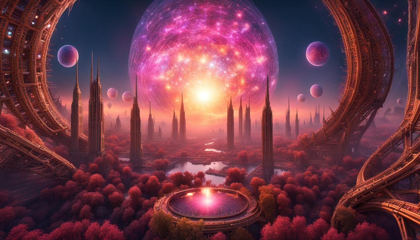 Gothitecture and Solarpunk Landsparklescape in Maximalism