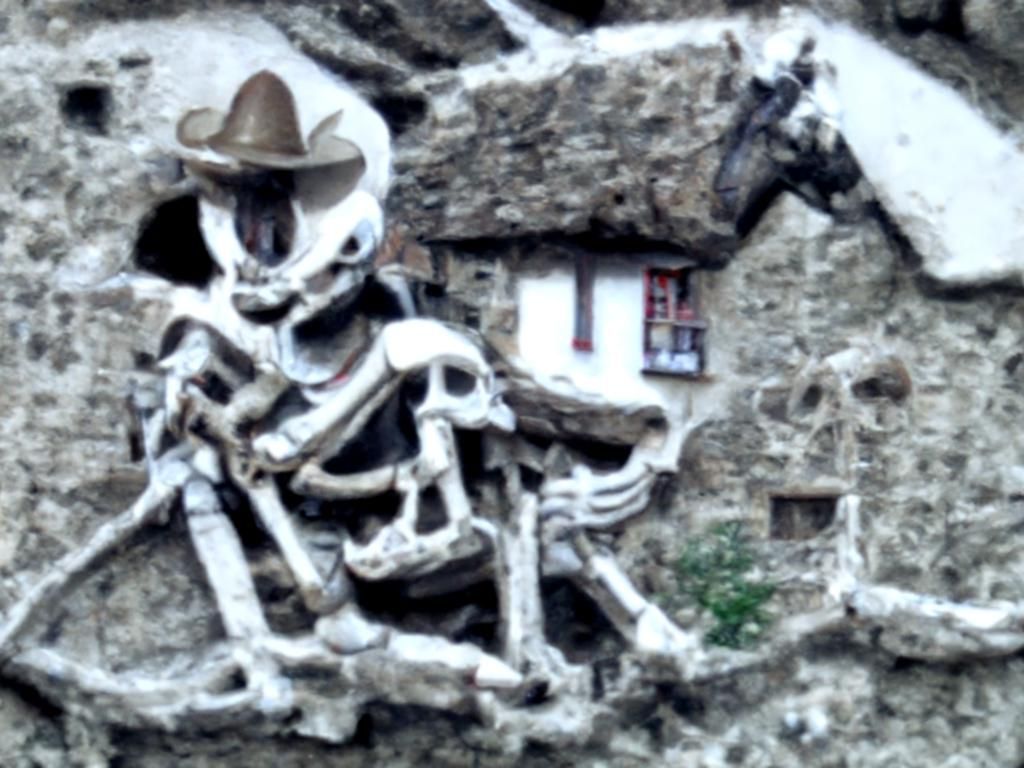 Cowboy Skeleton in Medieval Village