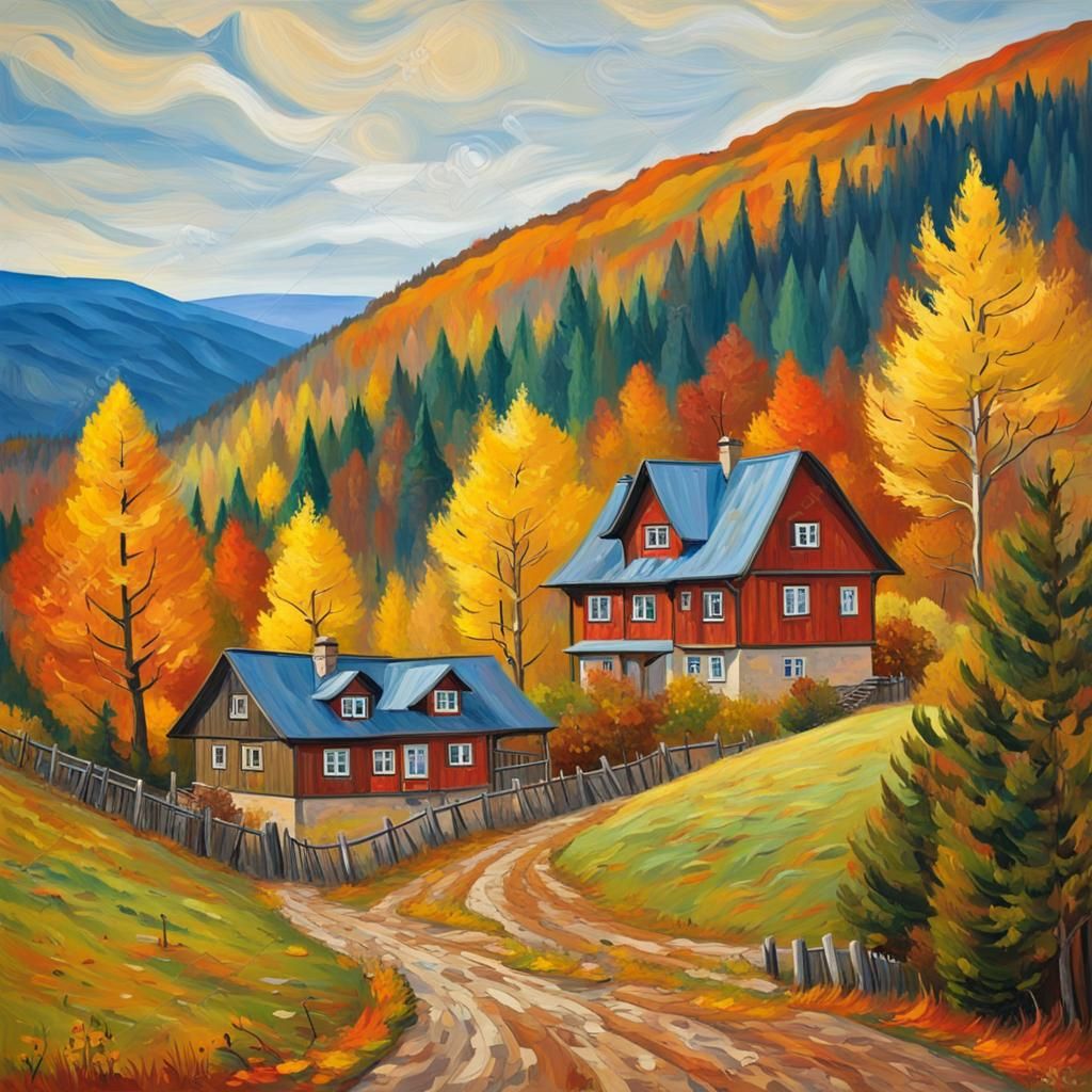 German House in Harz Mountains: Van Gogh Style