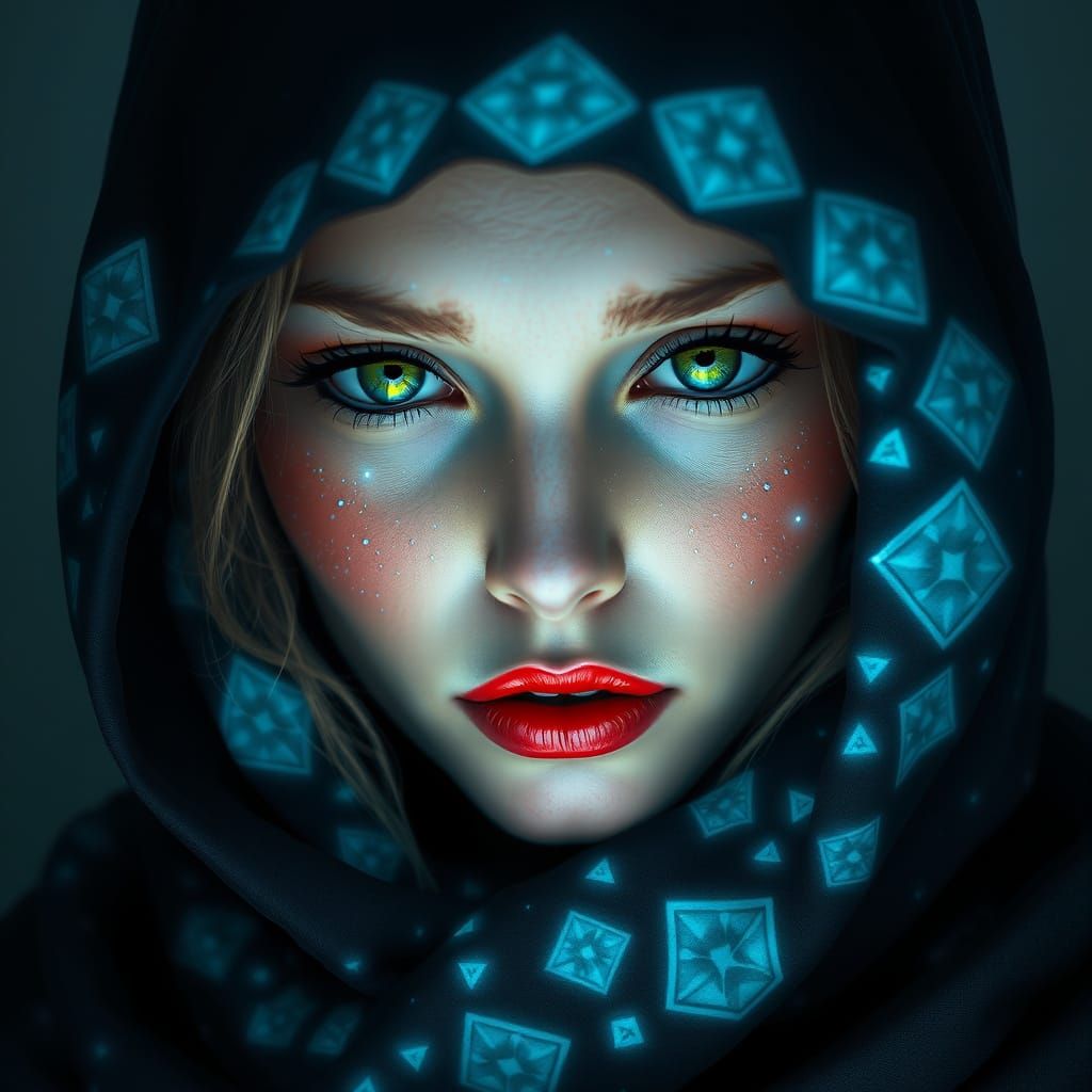 Enigmatic Woman in Ethereal Shawl