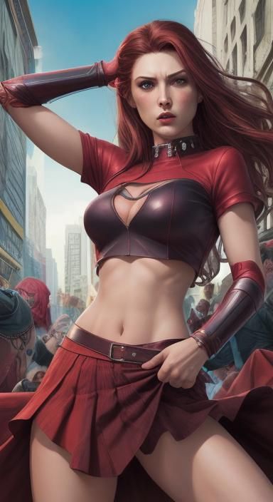 Scarlet Witch in Punk Style Comic Book Art