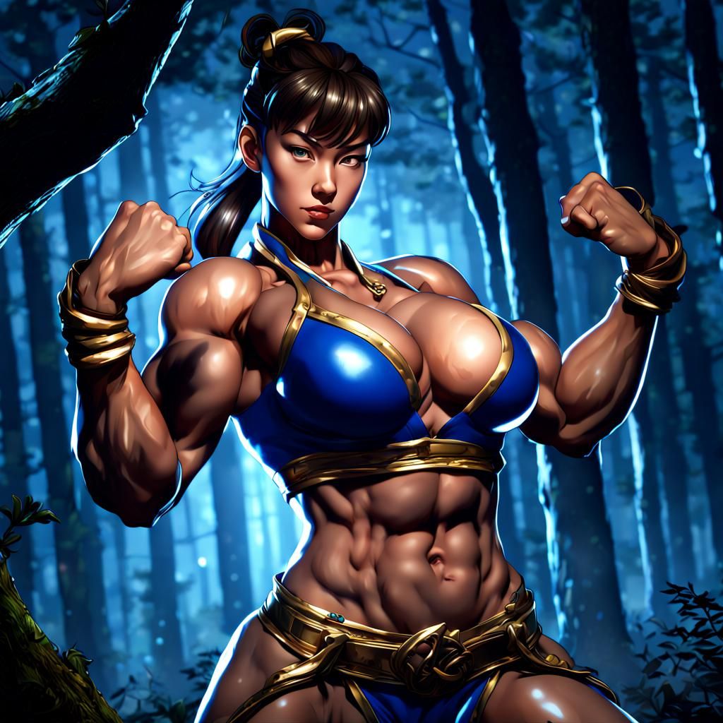 Hyperrealistic Chun Li with Muscular Physique