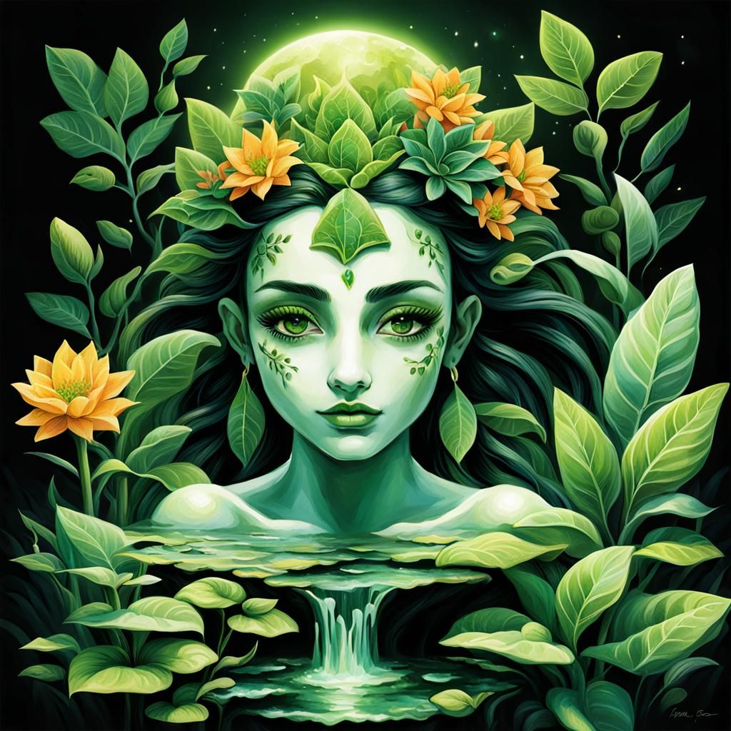 Green Plant Goddess: A Verdant Depiction