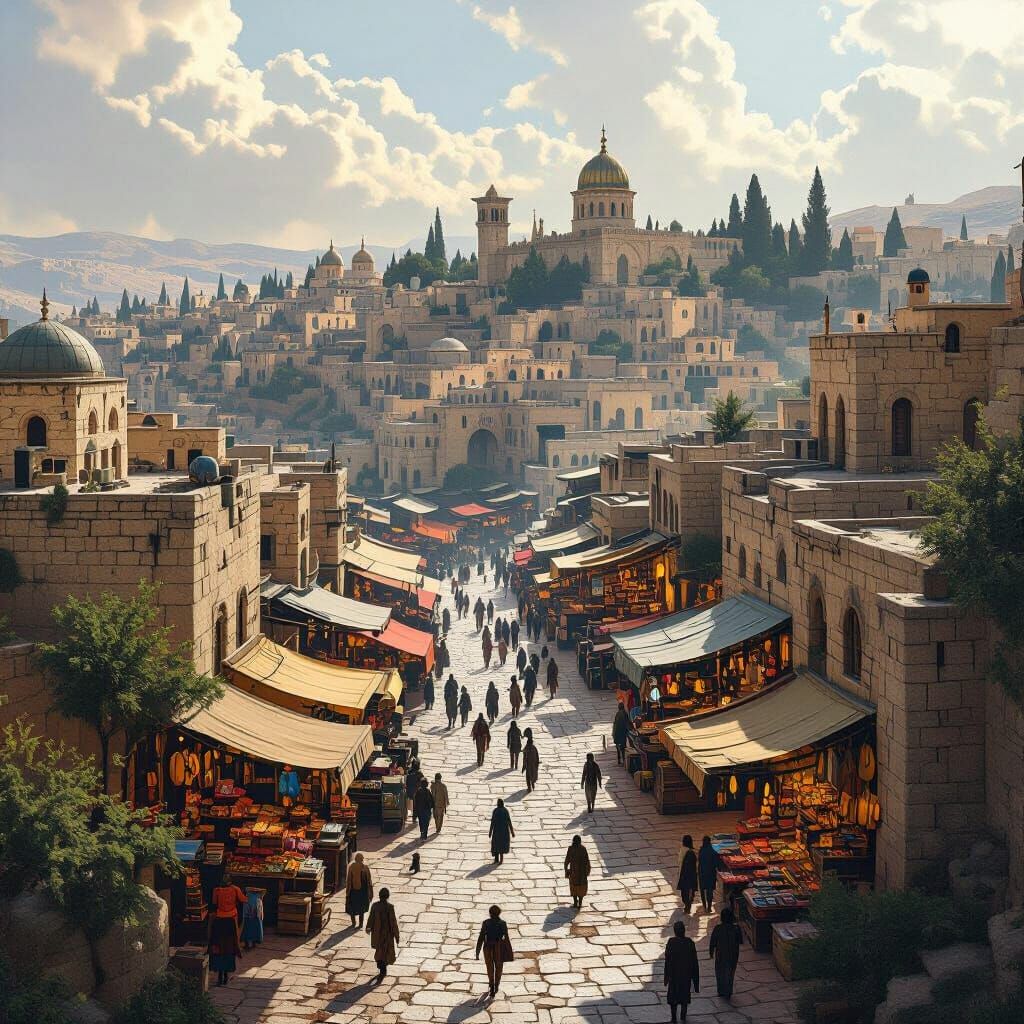Ancient Jerusalem Cityscape in Detailed Digital Art Style