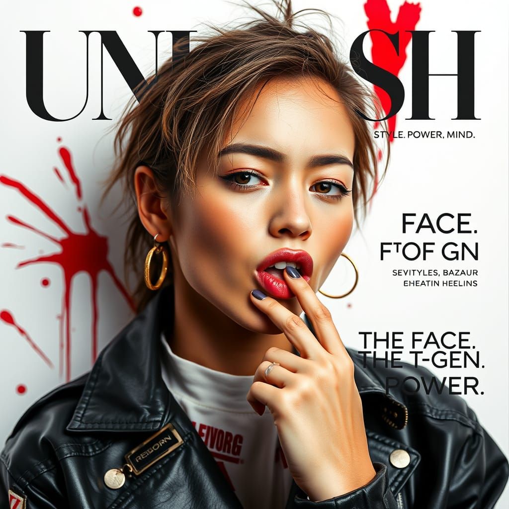 Rebellious Vogue: Hyperrealistic Magazine Cover Portrait