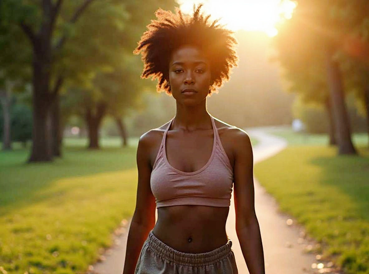 Beautiful African American Woman Walking in Park: Cinematic ...
