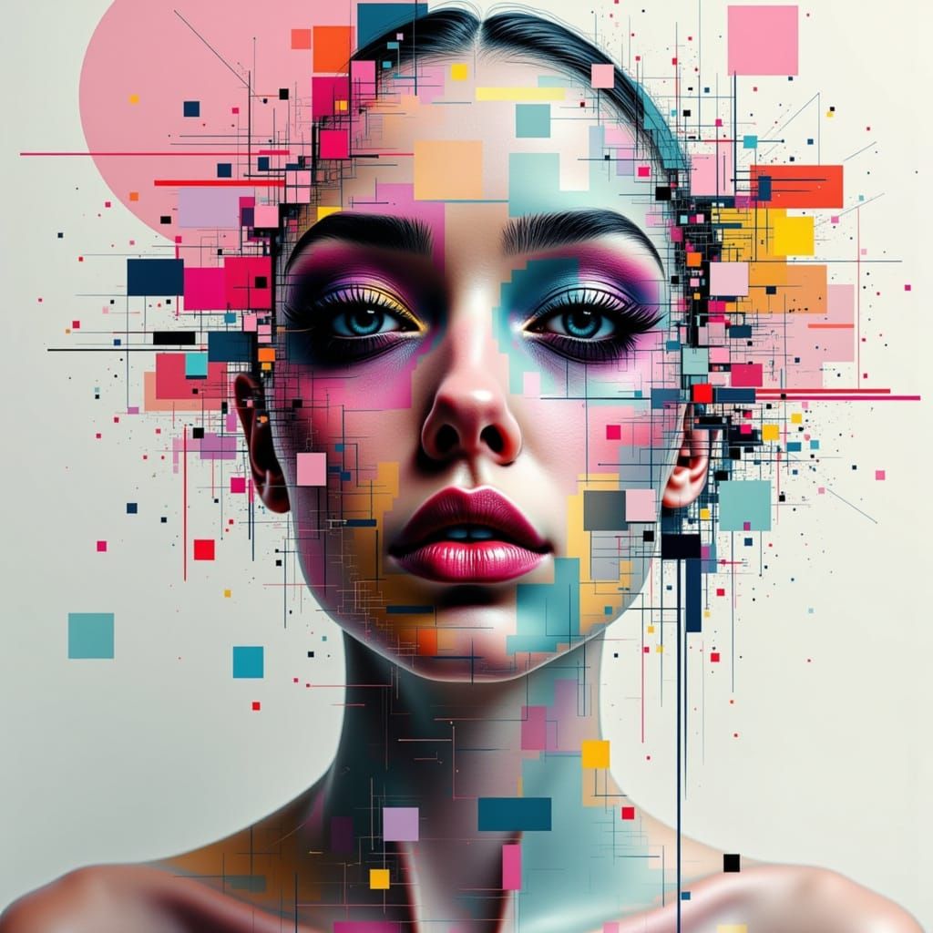 Abstract Portrait in Dreamy Lofi Style