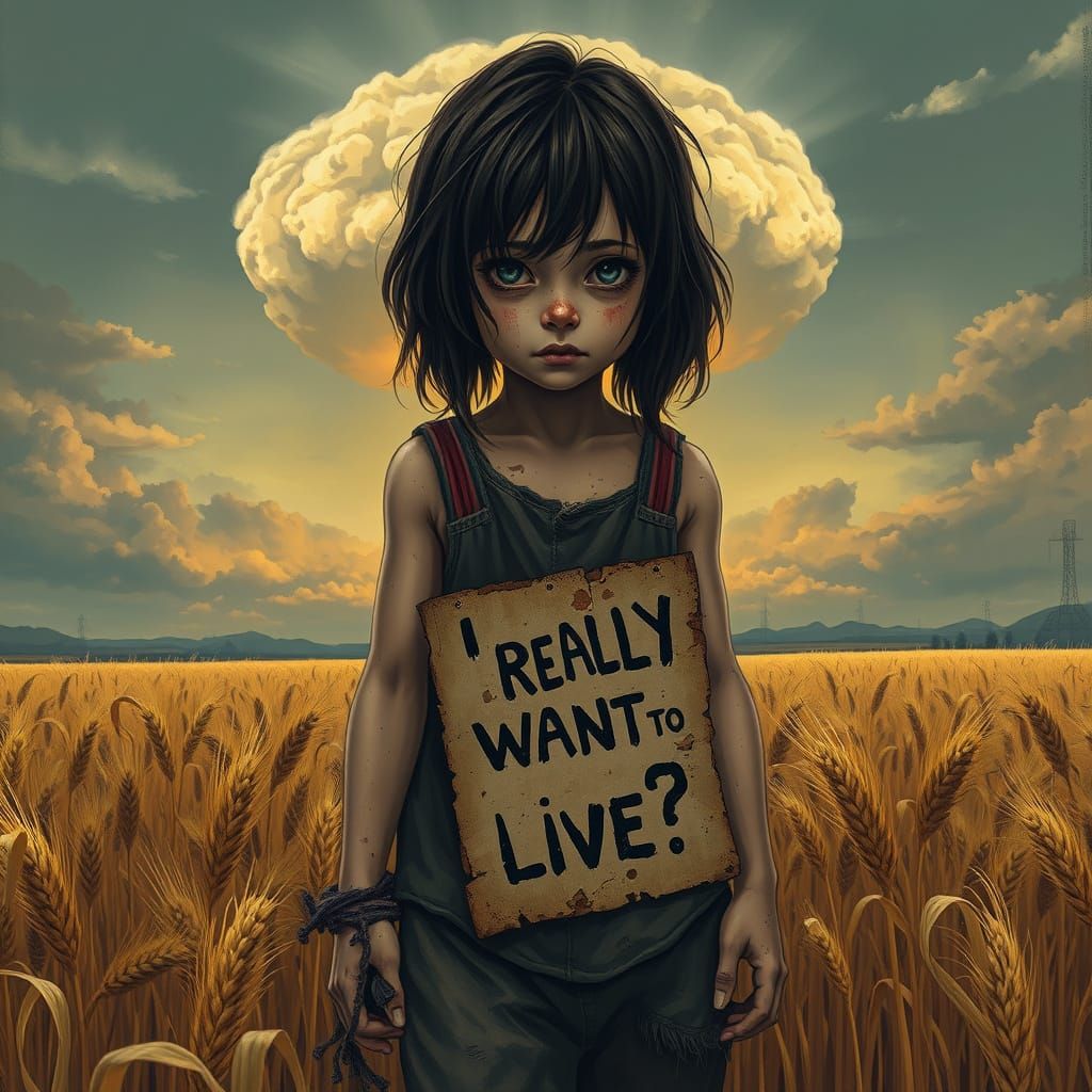 Dystopian Wheat Field: Child in Despair