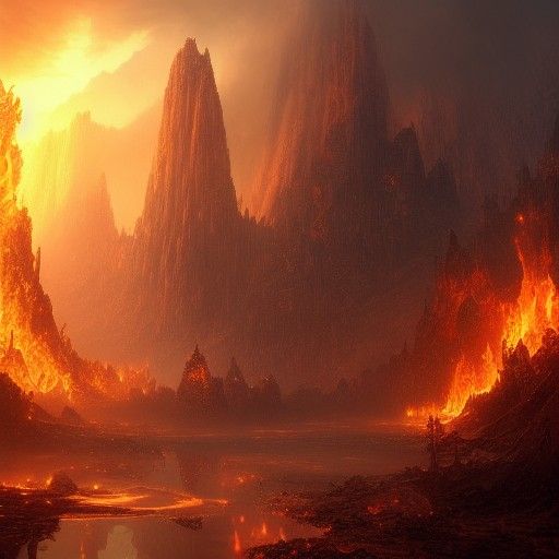 Fiery Ash World: Detailed Fantasy Concept Art