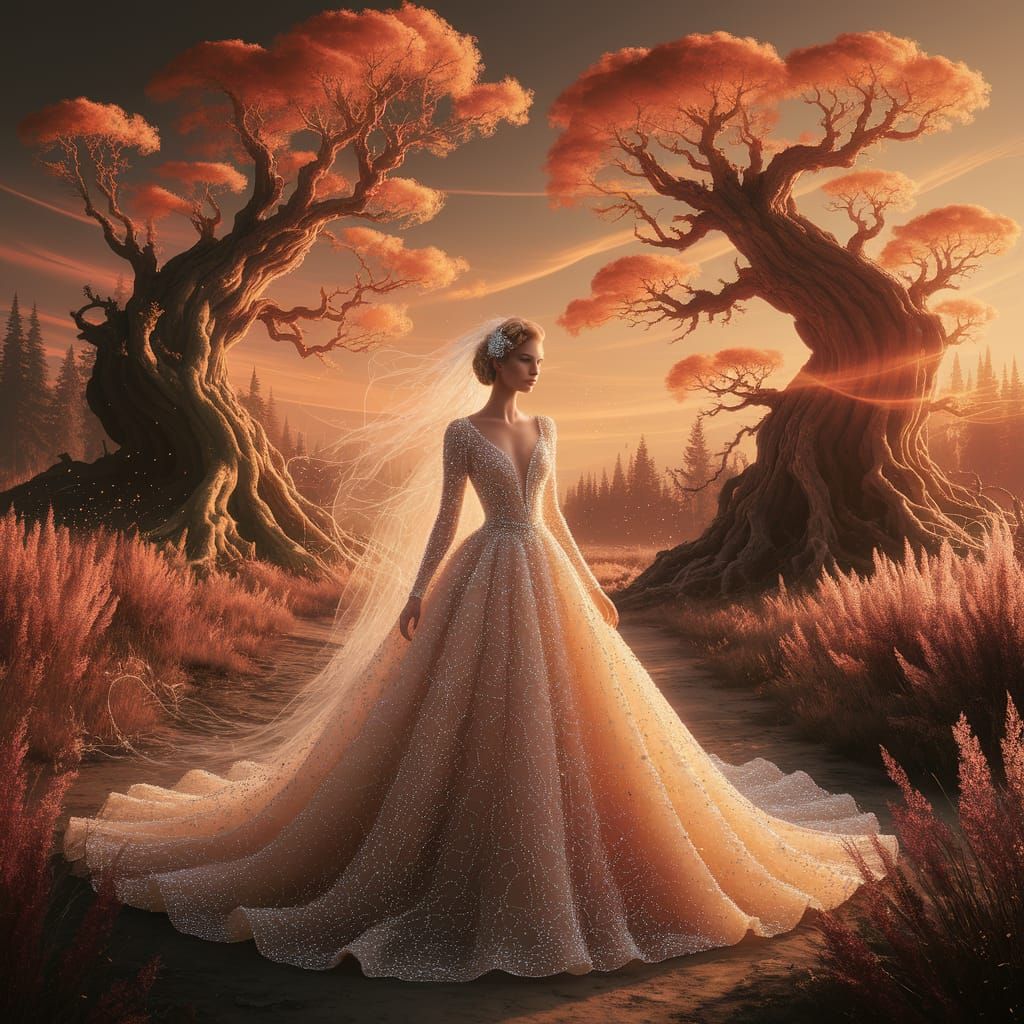 Mystical Beaded Bride in Enchanted Forest