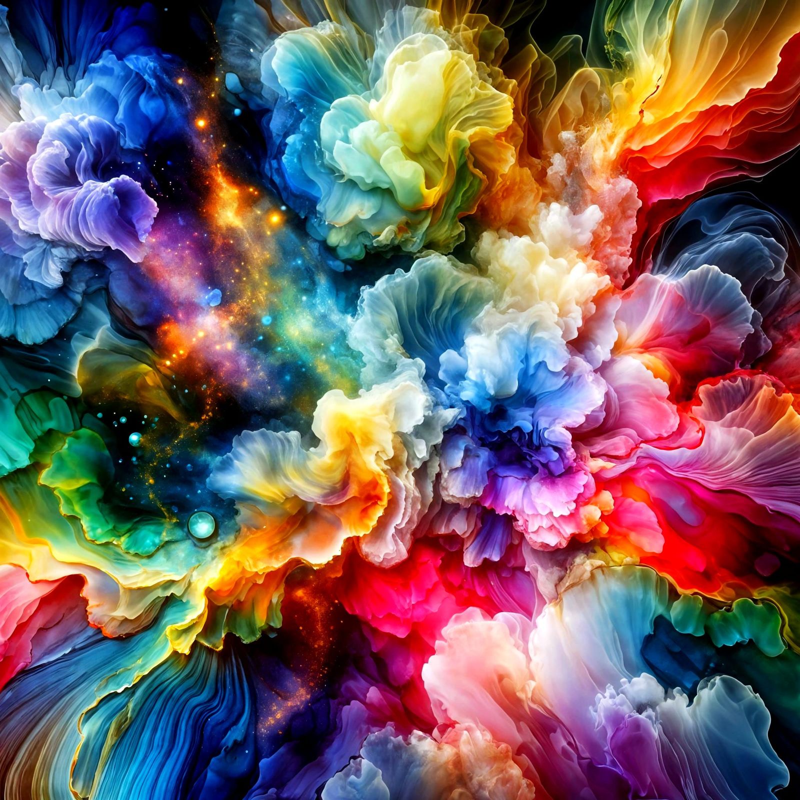 Abstract Art in Iridescent Textures, Ethereal Glow