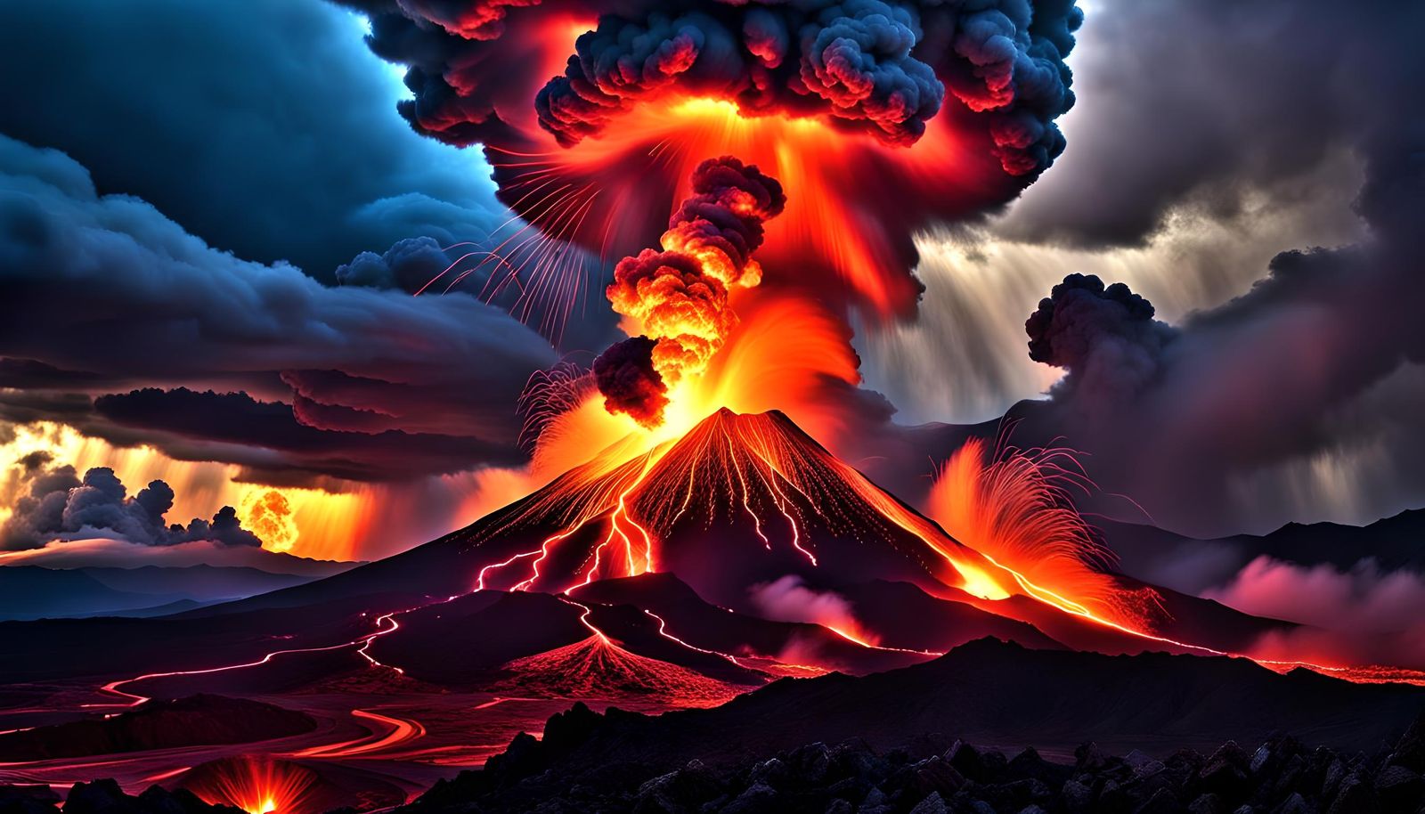 Volcano Eruption: Wrath of Gods in Klimt Style