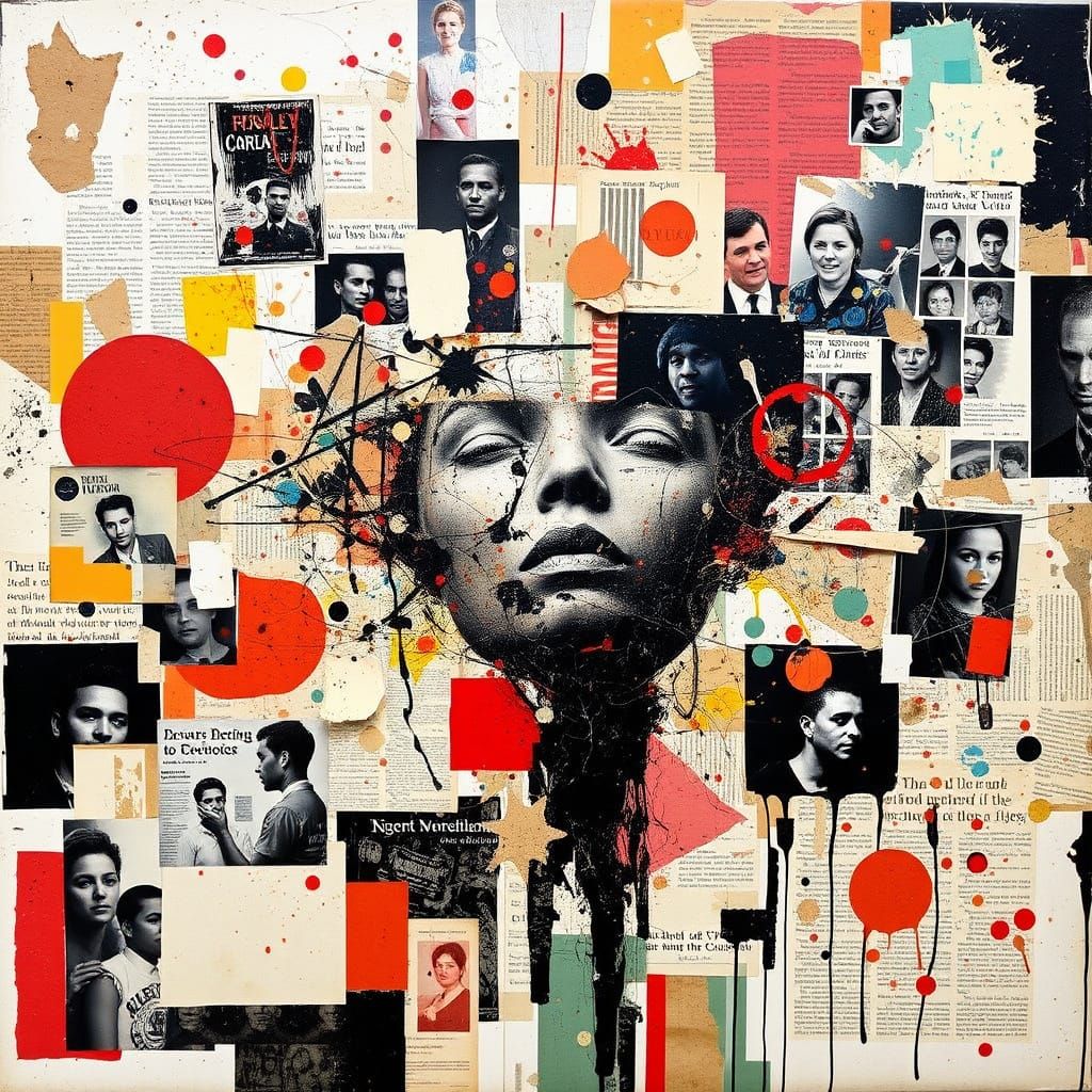 Layered Collage of Mixed Media Textures