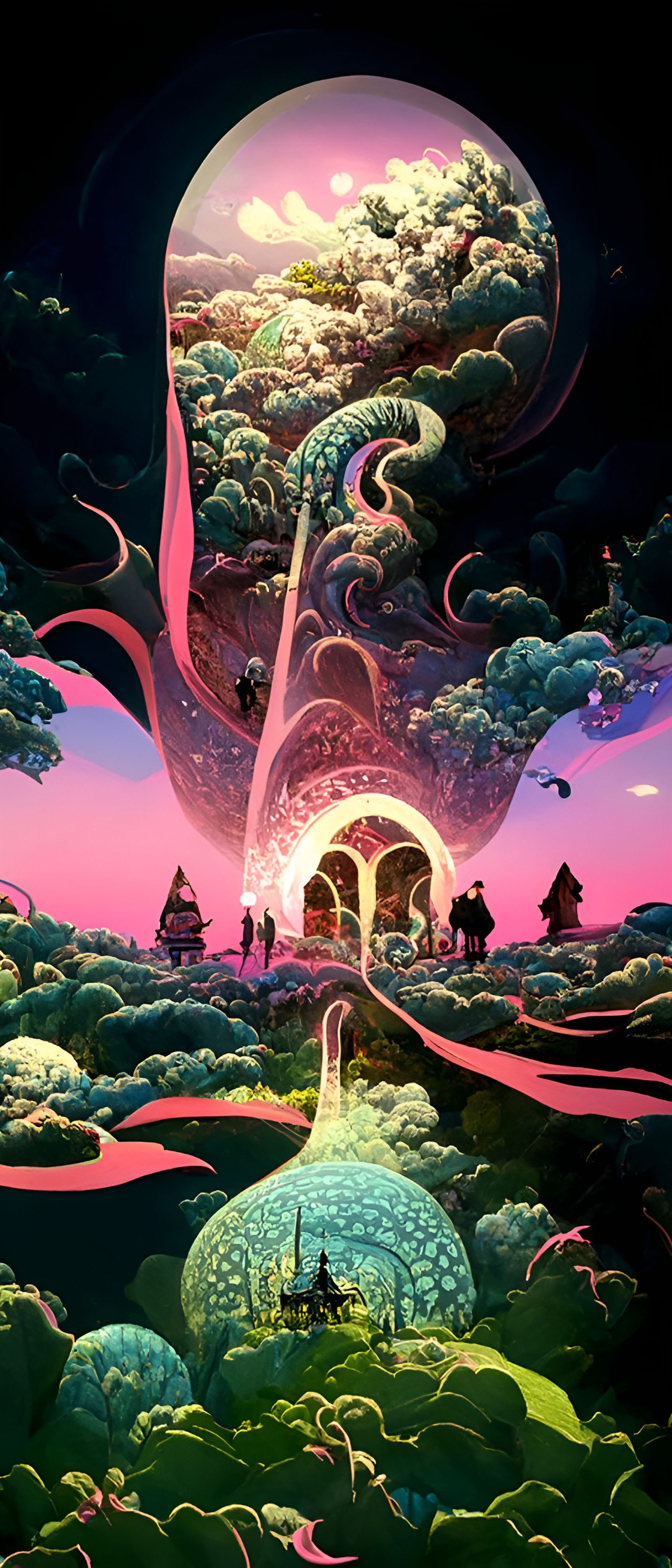 Fantasy Dreamscape with Wormholes as Digital Art