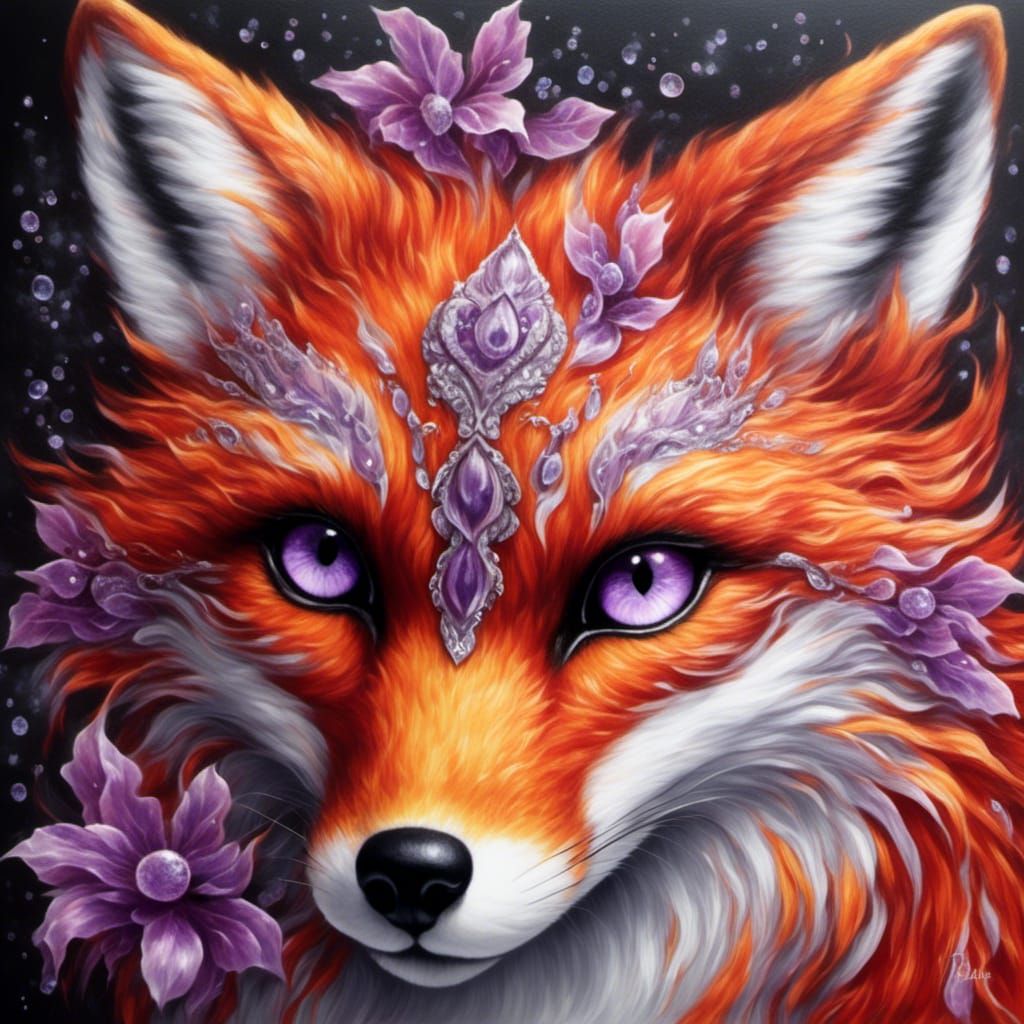 Flaming Lilac Fox with Prismatic Eyes