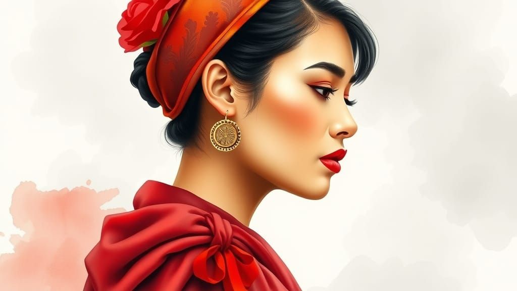 Ethereal Indonesian Beauty in Vibrant Red