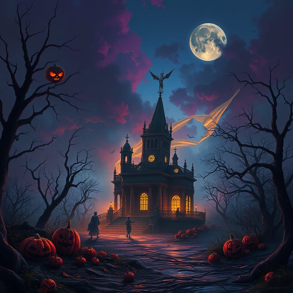 Eerie Halloween Fantasy Art in Vibrant Colors