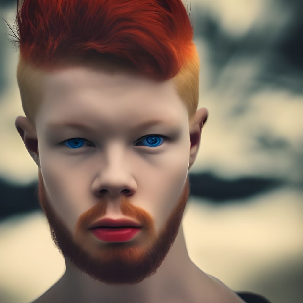 Handsome Albino Male Model with Red Hair