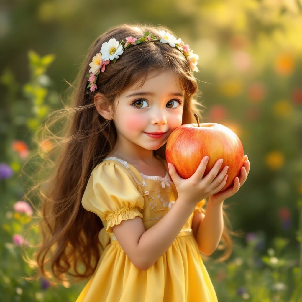 Sweet Springtime Girl in Fairy Tale Moment