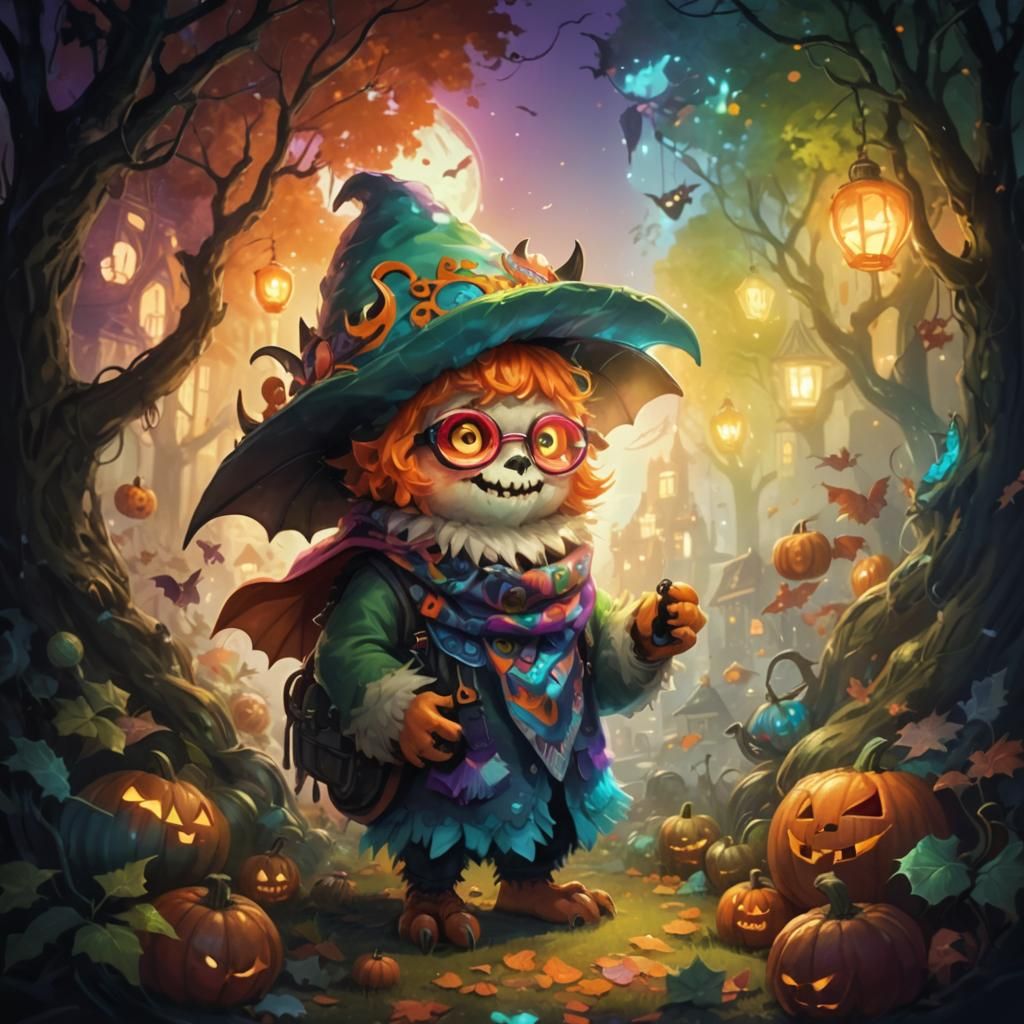 Creepy Cute Monster in Neon Fantasy World