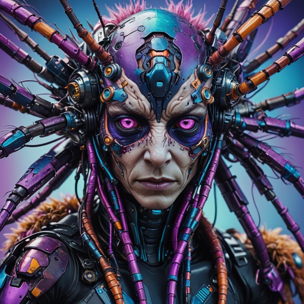 Cyberpunk Insect Portrait with Furry Skin