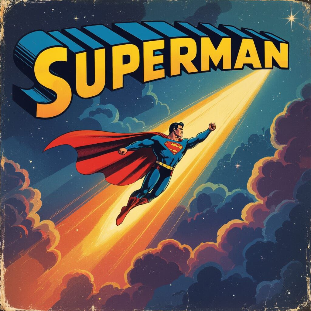 Retro Sci-Fi Superman Book Cover Art