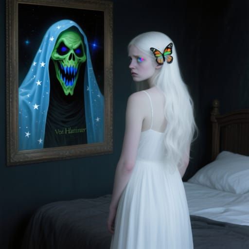 Lady Timpani Gazing at Veiled Harbinger Portrait