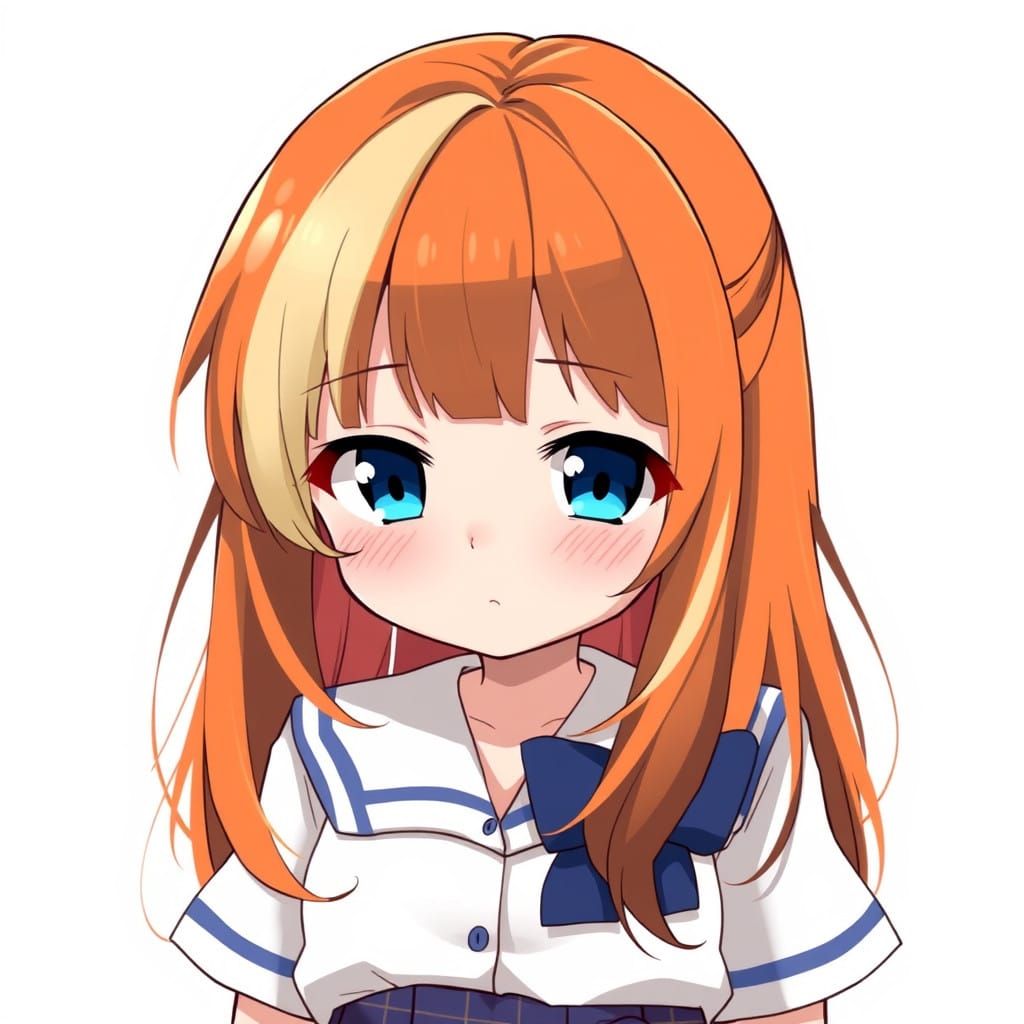 Chubby Anime Schoolgirl with Multicolored Hair