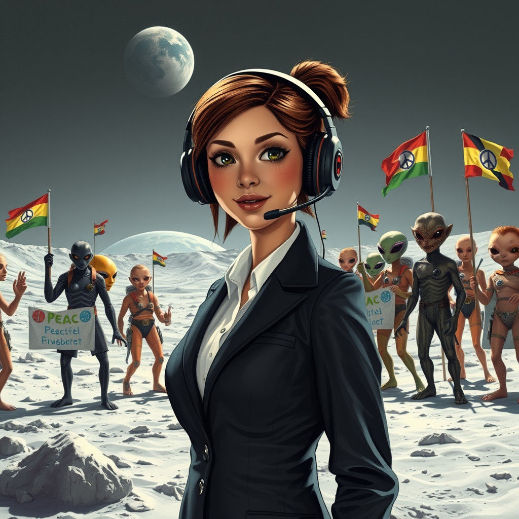 Lunar Broadcast: Reporter Among Peaceful Aliens