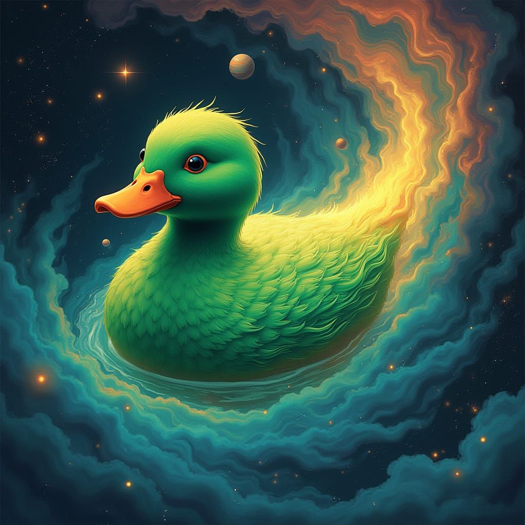 Green Duck in Space: A Futuristic Vision