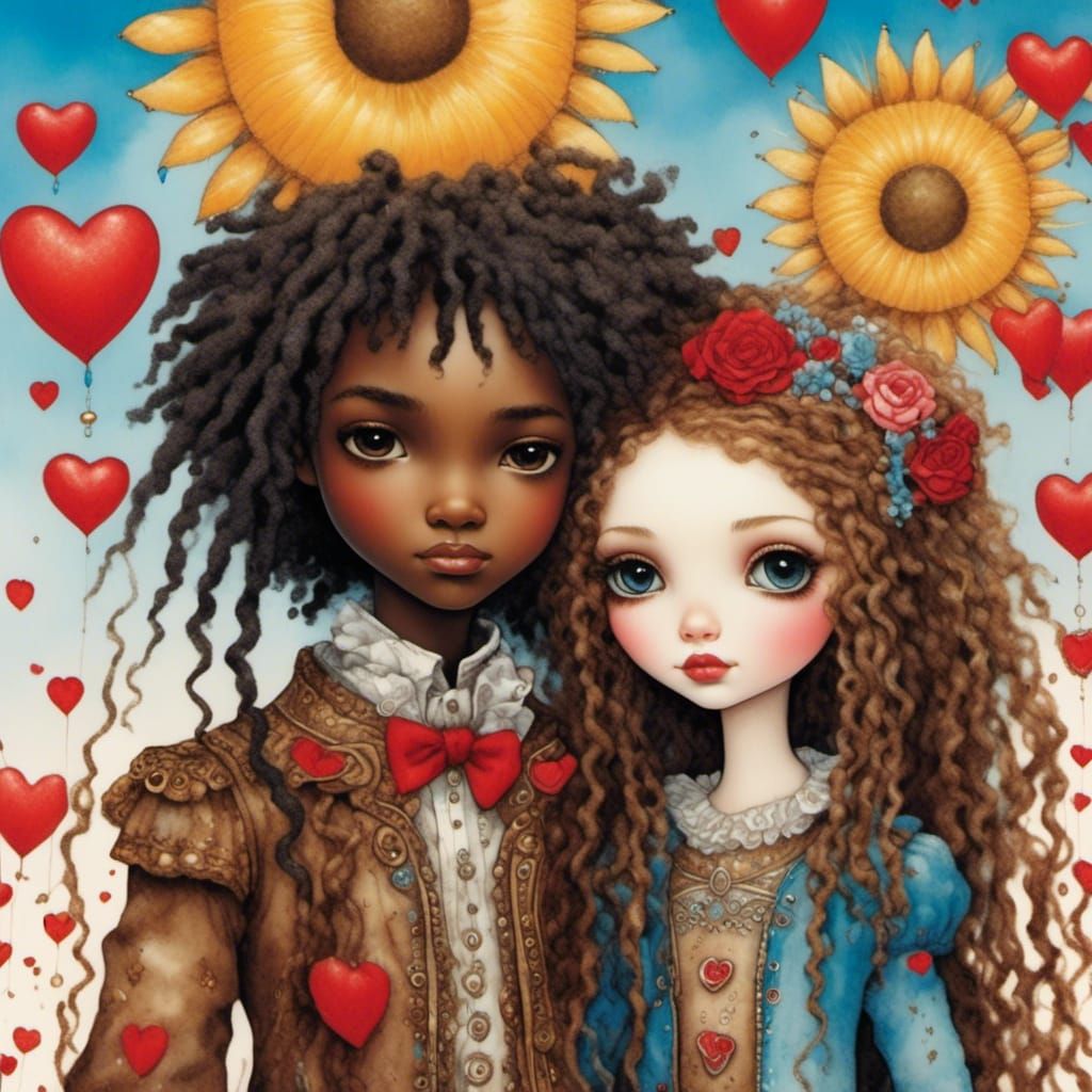 Melanin Teenage Dolls with Locs in Shabby Chic Style