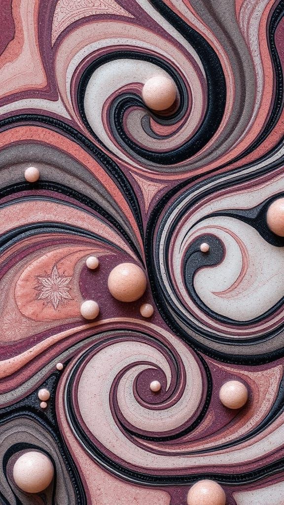 Abstract Watercolor with Swirling Zentangle Patterns