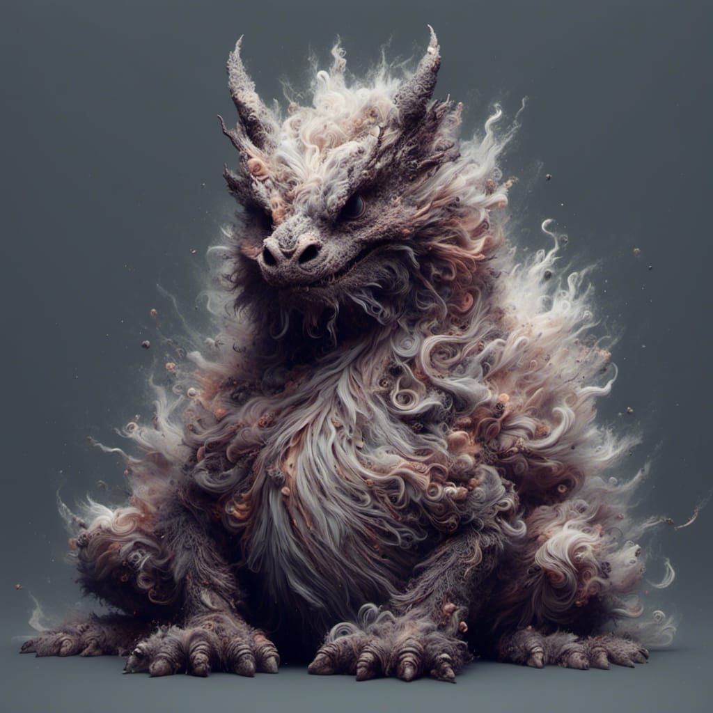 Artistic Fuzzy Dragon Image with Unique Textures