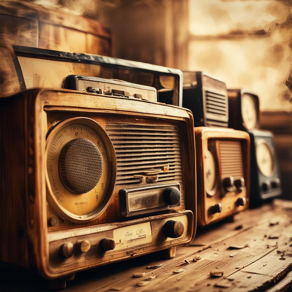 Vintage Radios Still Life as Impressionist Oil Painting