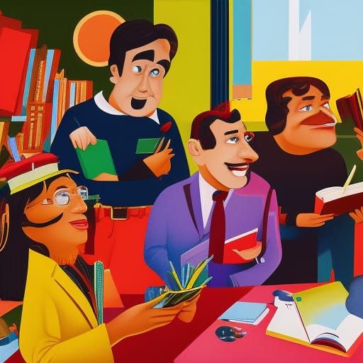 Comical Caricature of a Surprised Student in Class