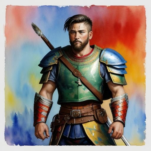 Joshua, Mighty Warrior in Gouache Watercolor Style