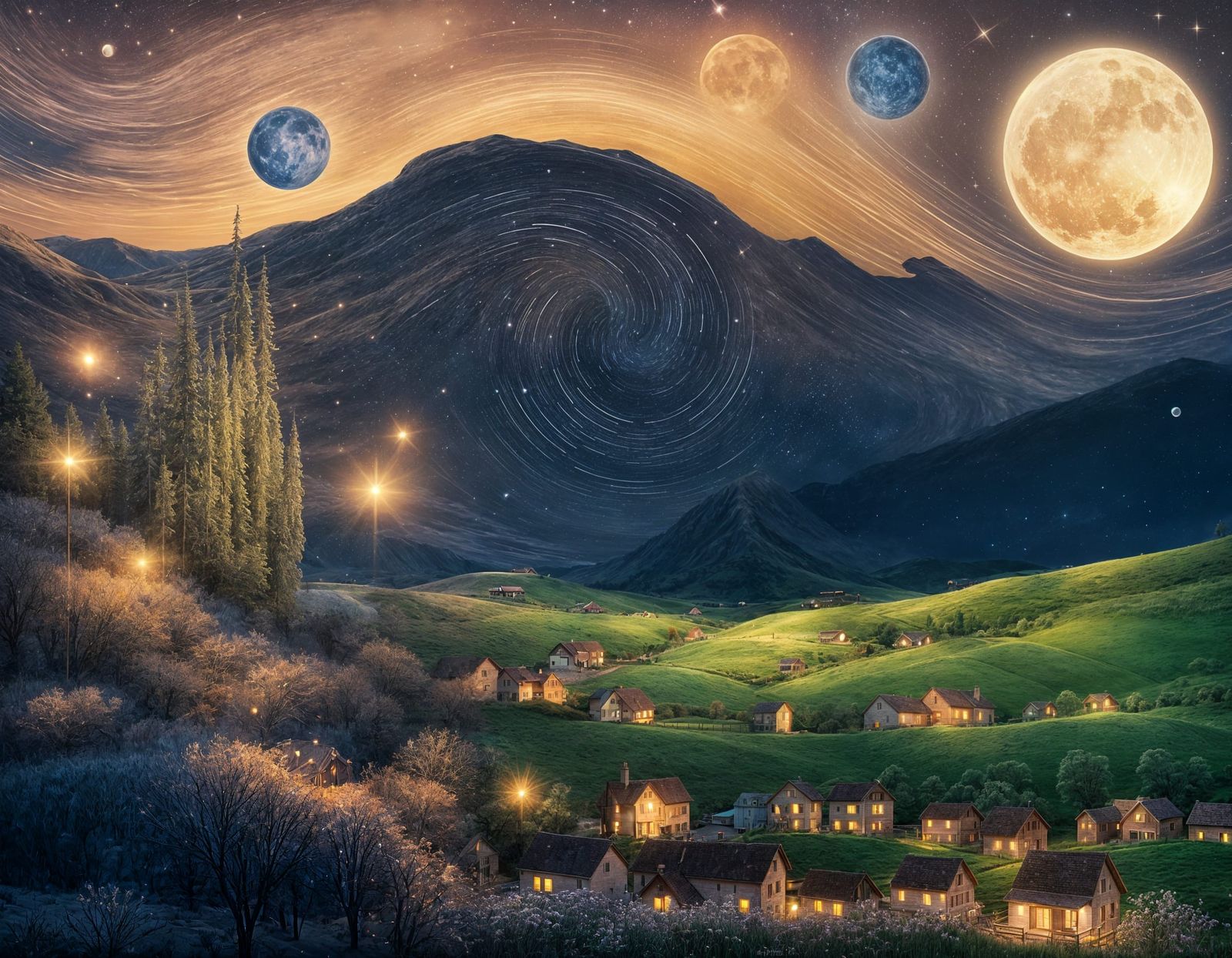 Hyperrealistic Portrait of Serene Night Sky with Twinkling S...