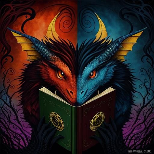 Dragon Book Cover in Gothic-Punk Fairytale Style
