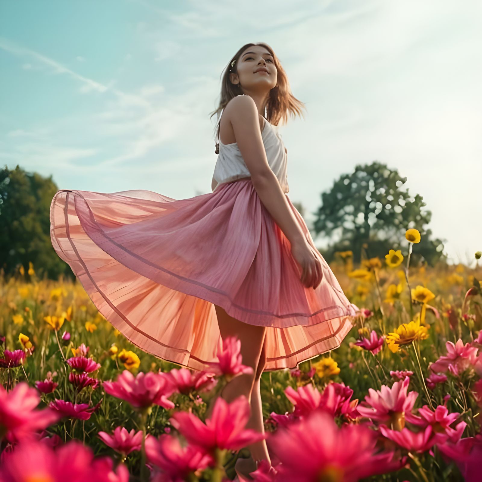 A Young Girl in a Field of Flowers